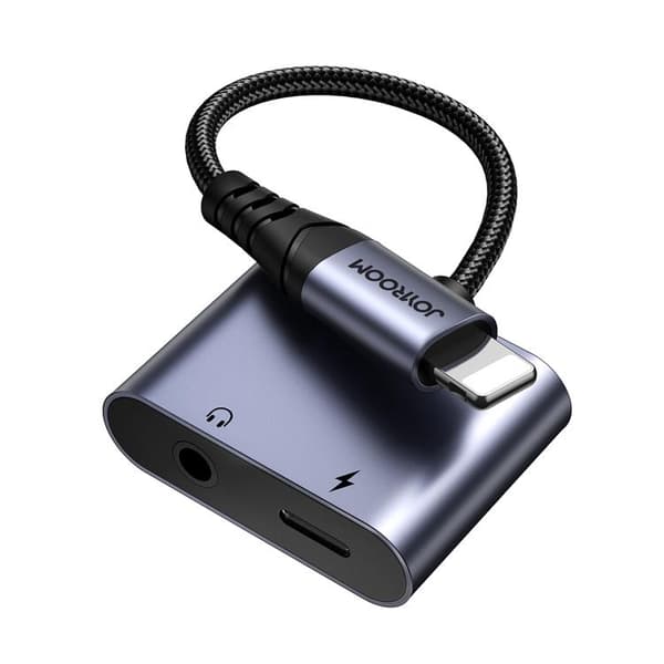 Joyroom 2in1 Lightning/Lightning/3,5 mm Mini Jack DAC-adapter Black
