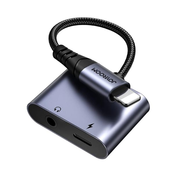 Joyroom 2in1 Lightning/Lightning/3.5 mm Mini Jack DAC Adapter Svart