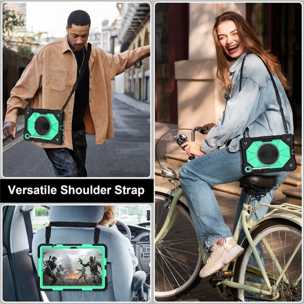 Galaxy Tab S10 FE/S9 FE/S9 Skal Kickstand med Rem - Mintgrön Grön
