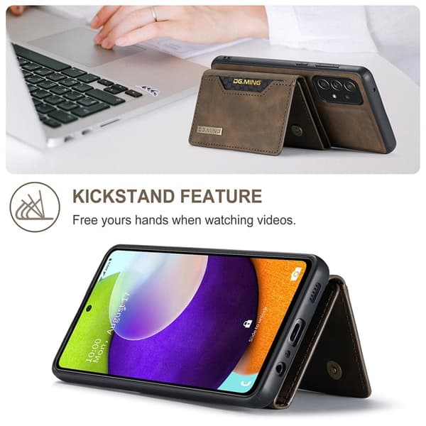DG.MING Konstläder Plånboksfodral för Samsung Galaxy A52s 5G - Brun