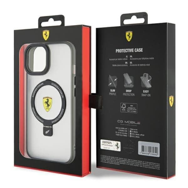 Ferrari Mobilskal till iPhone 15 Magsafe Ring Stand 2023 Collection Transparent