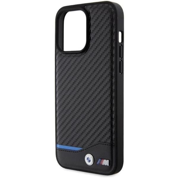 BMW Mobilskal till iPhone 15 Pro Max Läder Carbon - Svart Svart