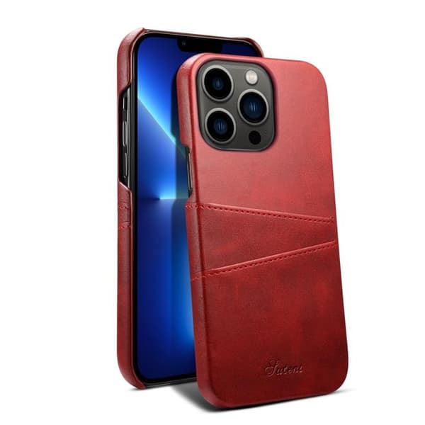 SUTENI iPhone 14 Pro -kuori korttitaskulla - Punainen Röd