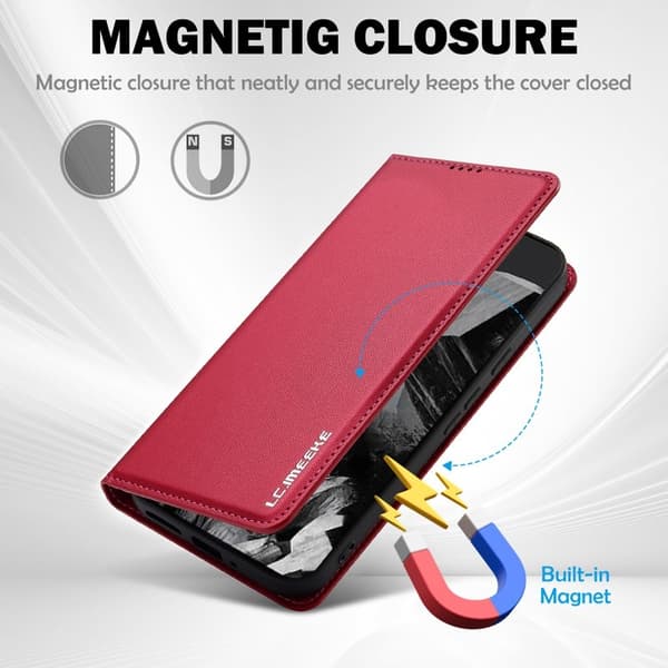 LC.IMEEKE L1 Series Google Pixel 10 Pro XL Plånboksfodral Konstläder - Röd