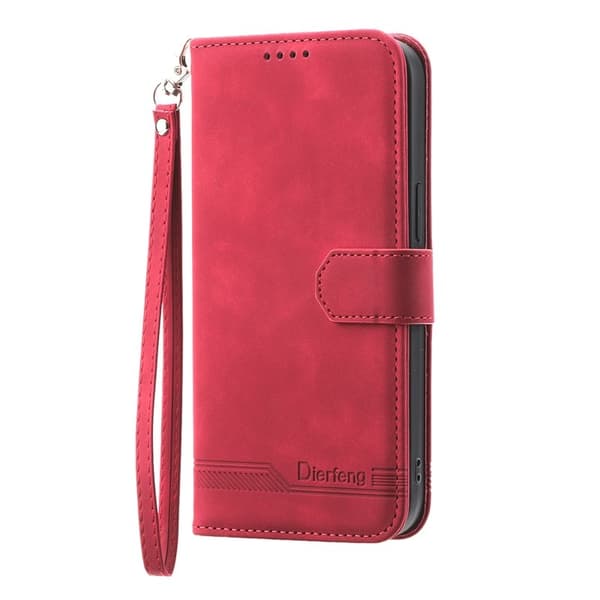DIERFENG DF-03 Plånboksfodral för Xiaomi 12 Pro 5G - Konstläder - Röd
