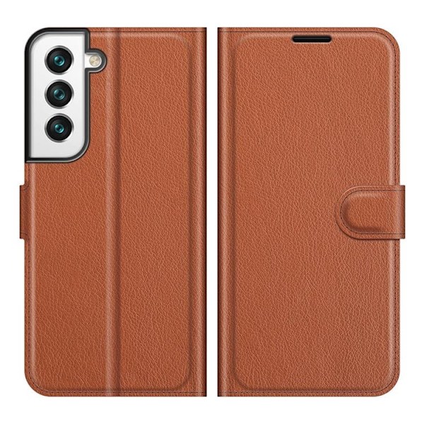 Litchi Magnetic Fodral Galaxy S22 Plus 5G - Brun Brun