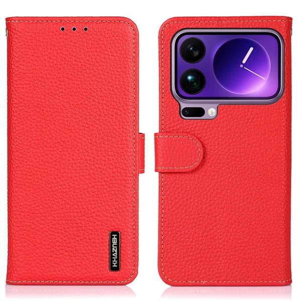 KHAZNEH för Xiaomi 17 Pro Max Plånboksfodral Äkta Läder - Röd