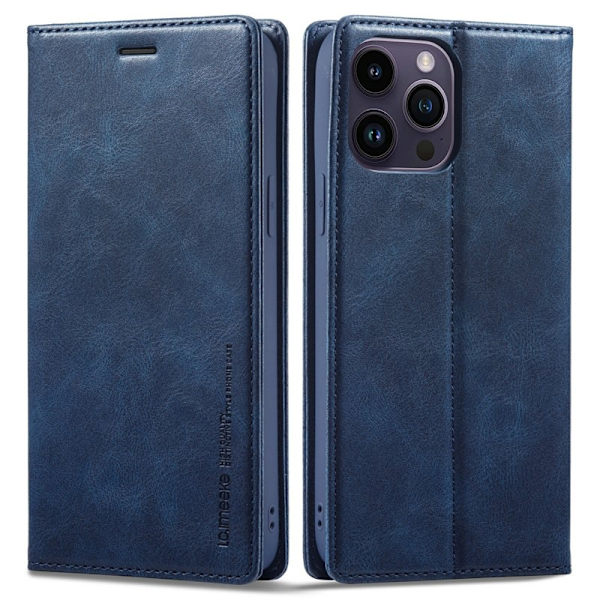 LC.IMEEKE iPhone 15 Pro Plånboksfodral i Konstläder - Blå