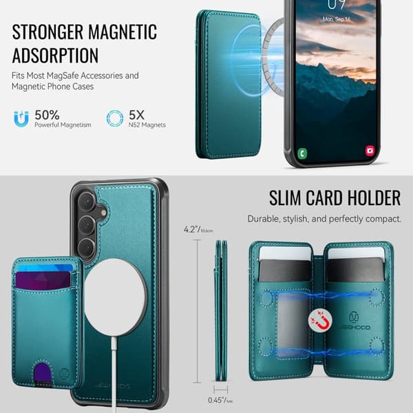 JEEHOOD Mobilskal för Samsung Galaxy S26 Magnetiskt Konstläder - Blå