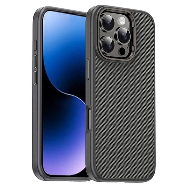 IPAKY Mobilskal till iPhone 16 Pro Carbon Fiber - Grå Grå