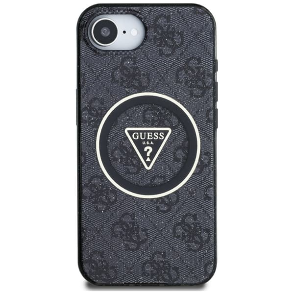 Guess Telefontaske til iPhone 16e Magsafe Metal Glitter - Sort Svart