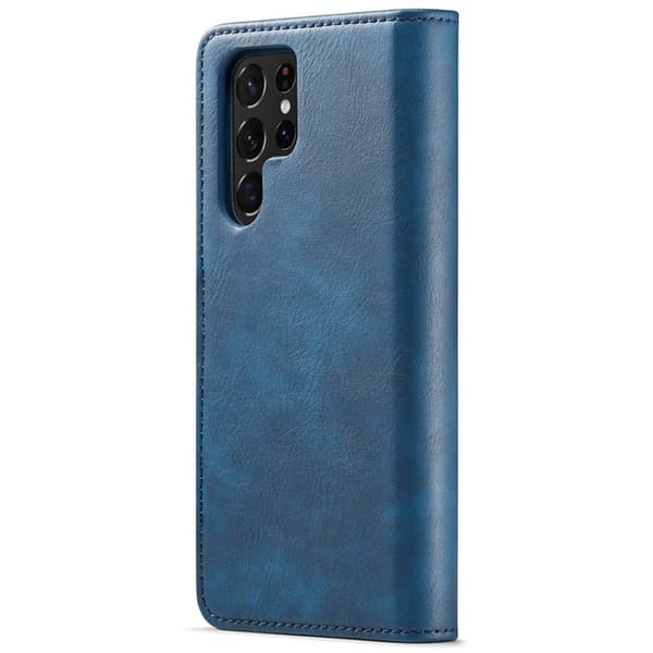 DG.MING Samsung Galaxy S22 Ultra 5G Plånboksfodral Äkta Läder 2-i-1 Plånbok Blå