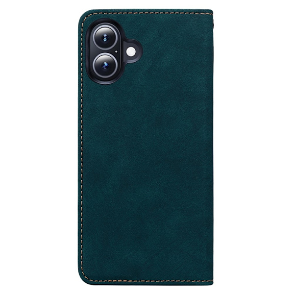 iPhone 17 Konstläder Plånboksfodral med Rem Lines Pattern - Grön Grön