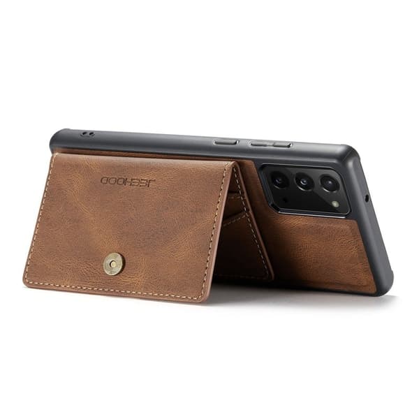 JEEHOOD Galaxy Note20 4G/5G Konstläder Plånboksfodral med Ställ - Brun