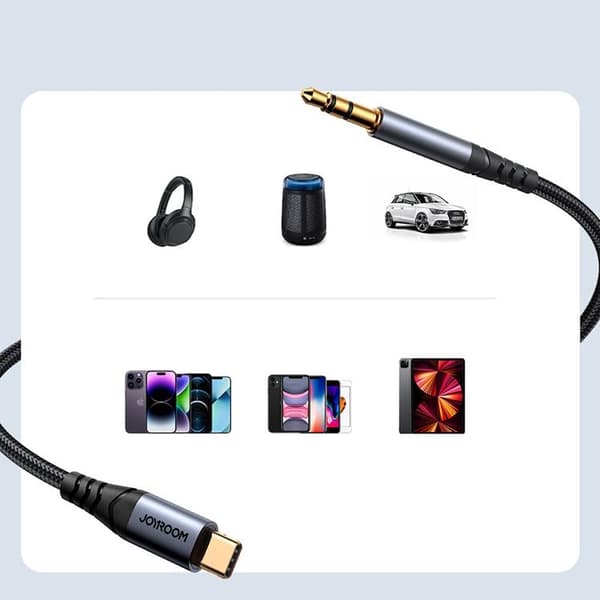 Joyroom USB-C Lydkabel AUX 3,5 mm minijack 1,2m - Sort Black