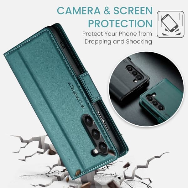 CASEME Plånboksfodral Konstläder för Samsung Galaxy S23+ - Grön