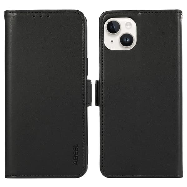 ABEEL iPhone 15 Plånboksfodral RFID Blocker Konstläder Ställ - Svart