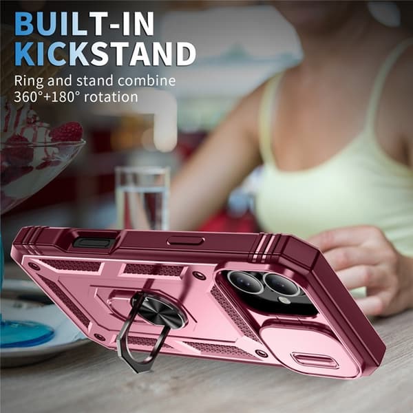 Mobilskal till iPhone 17 Slide Camshield Kickstand - Mörkröd Röd