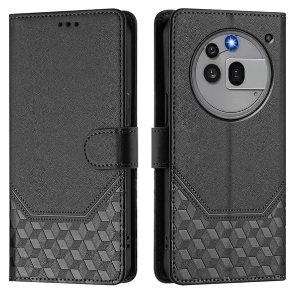 Nothing Phone (3a) Pro Plånboksfodral Imprinted Honeycomb RFID Svart