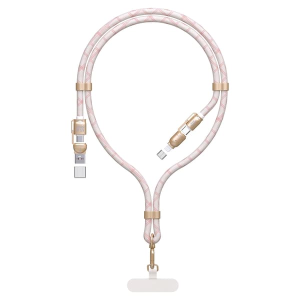Dudao 4in1 USB-C/USB-A til USB-C/Lightning-kabel 65W 1,5m Rosa