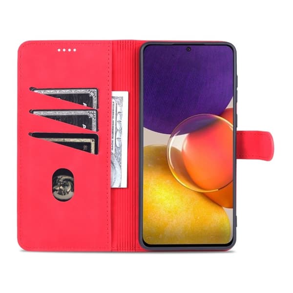AZNS Samsung Galaxy A73 5G Plånboksfodral Konstläder - Röd