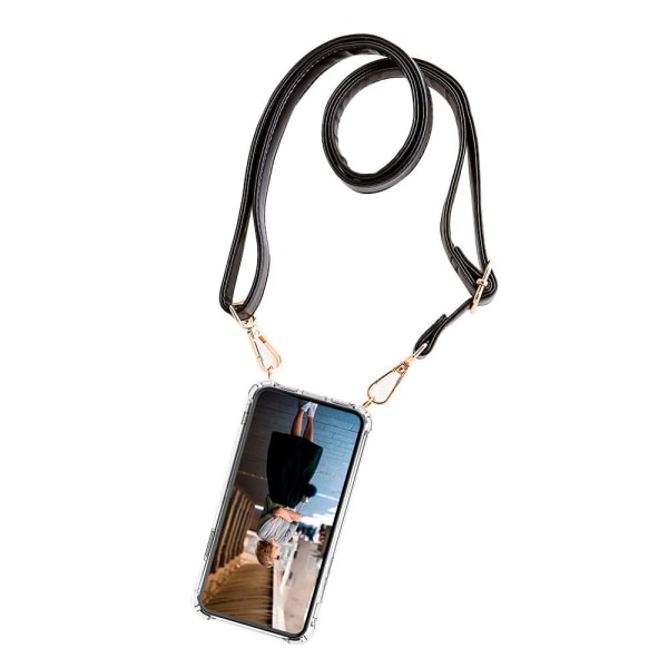 Boom iPhone 13 Pro Max -kotelo mobiilikaulakorulla - Strap Black