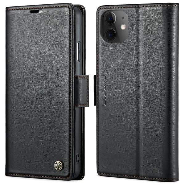 CASEME iPhone 11 Plånboksfodral Konstläder RFID-Skydd Svart