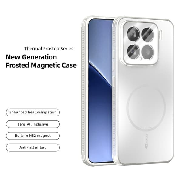 ABEEL Mobilskal till Xiaomi 15 Magnetiskt TPU PC Kyl Matt Vit