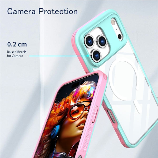 Mobilskal till iPhone 17 Pro Max MagSafe TPU + PC Clear - Blå/Rosa Blå