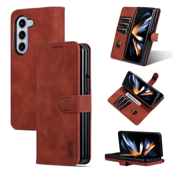 AZNS Samsung Galaxy Z Fold6 Plånboksfodral Konstläder - Brun