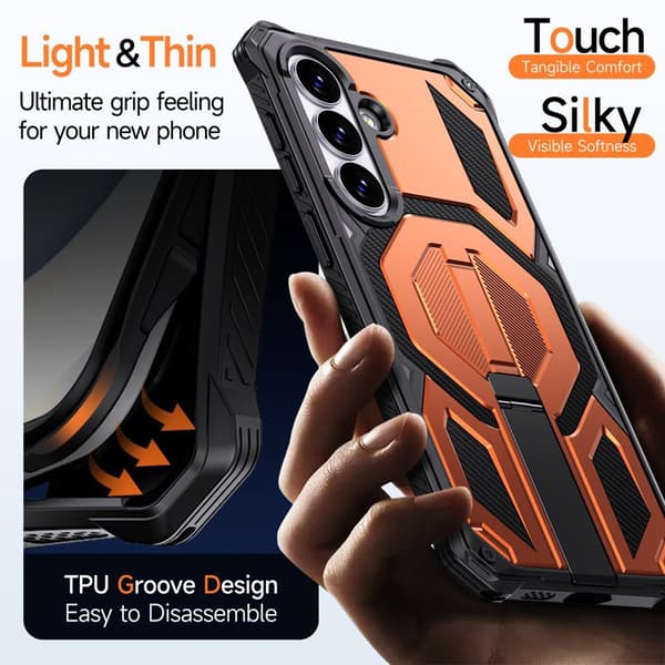 Mobilskal för Samsung Galaxy S26 Plus Magnetiskt TPU + PC Kickstand - Orange