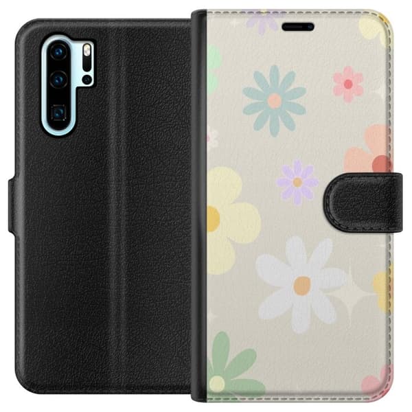 Plånboksfodral till Huawei P30 Pro med fejdande blommor
