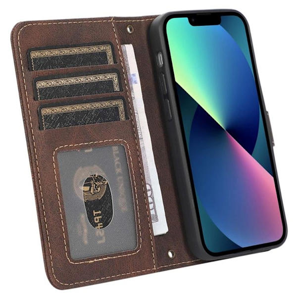 iPhone 14 Plus Plånboksfodral Flip - Coffee Brun