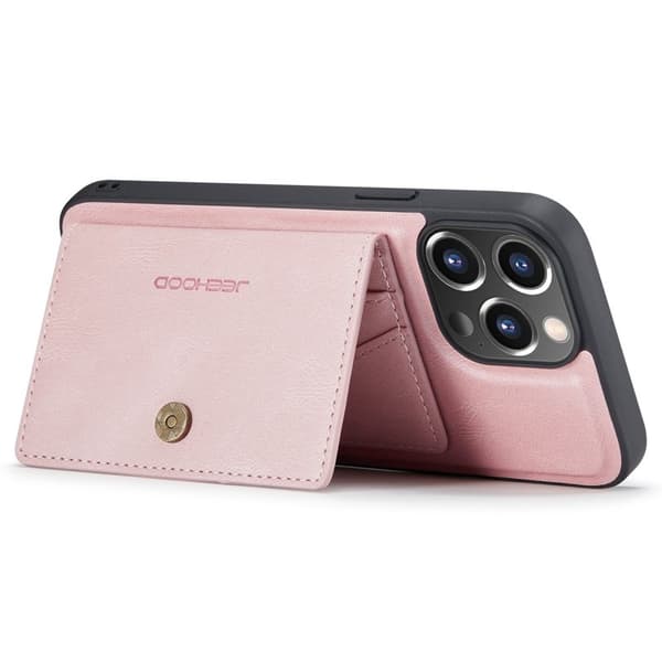 JEEHOOD Mobilskal till iPhone 14 Pro Max Retro Konstläder Shockproof Roséguld