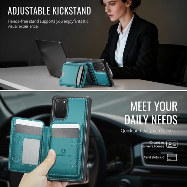 JEEHOOD Mobilskal till Samsung Galaxy S20 Plus Konstläder - Blå Blå