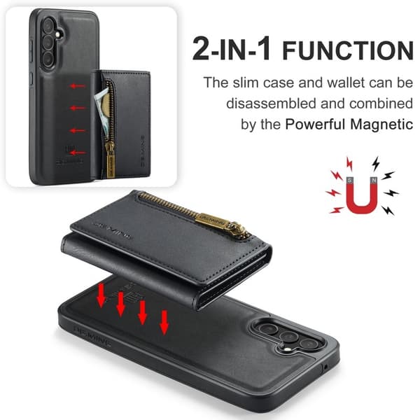 DG.MING Samsung Galaxy S23 FE Konstläder Plånboksfodral Magnetisk Svart