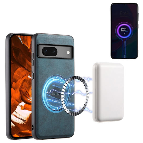 DENIOR D14 Google Pixel 7 5G Magnetfodral PU+PC+TPU Blå
