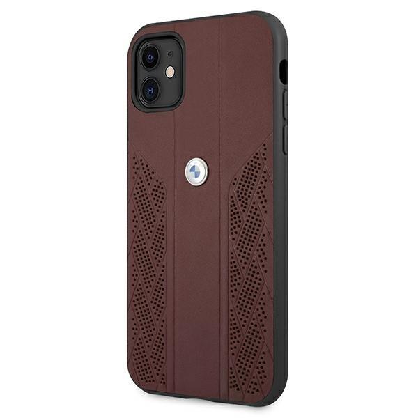 BMW Läder Curve Perforate Skal iPhone 11 - Röd Röd