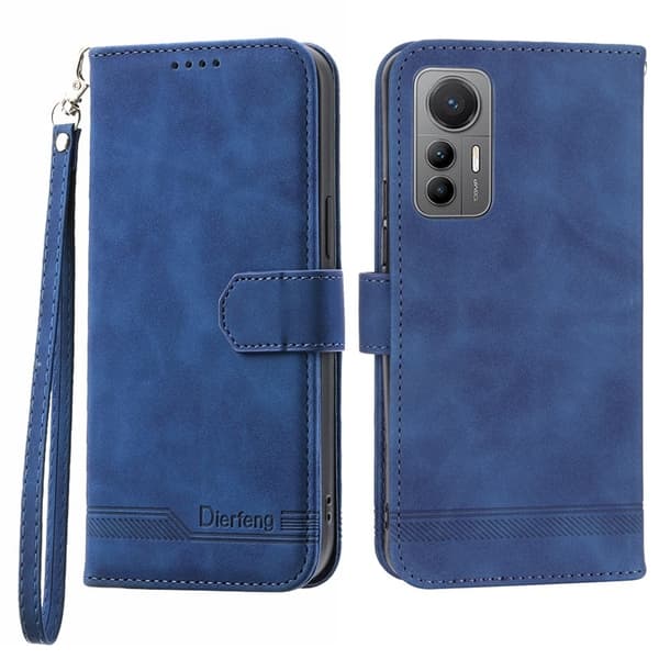 DIERFENG DF-03 Plånboksfodral för Xiaomi 12/12X/12S 5G Konstläder - Blå