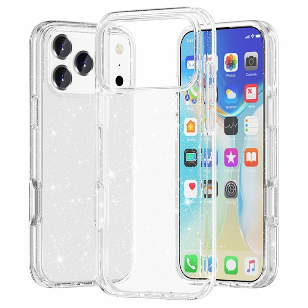 AMORUS Mobilskal till iPhone 17 Pro Max Shockproof - GlitterVit Vit