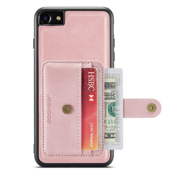 JEEHOOD iPhone 7/8/SE (2020/2022) Konstläder Plånboksfodral Shockproof Rosa