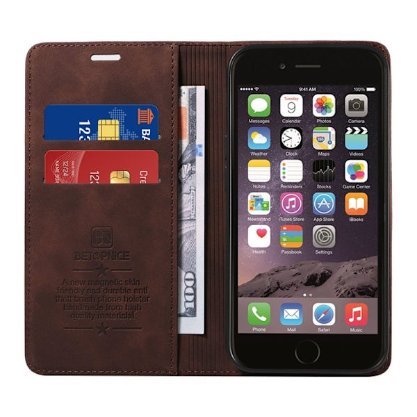 BETOPNICE 003 iPhone 6 Plus/7 Plus/8 Plus Plånboksfodral TPU+PU - Brun