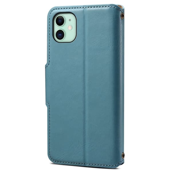 DENIOR iPhone 11 Plånboksfodral Konstläder Blå med Stötabsorberande Design