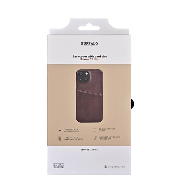 BUFFALO Ægte Læder Taske til iPhone 13 mini - Brun Brun