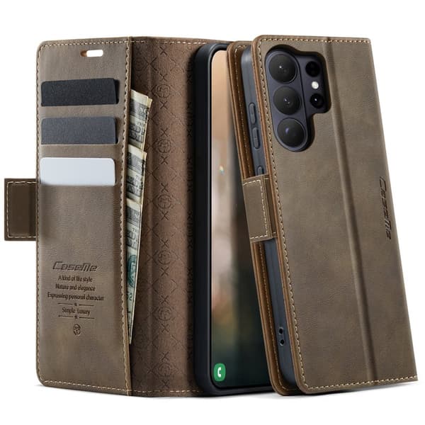 CaseMe Plånboksfodral för Samsung Galaxy S26 Ultra Konstläder RFID - Kaffe