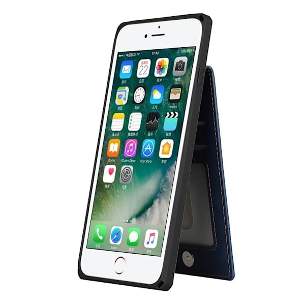 Skal med Kortplatser till iPhone 7/8 Plus - Blå Blå