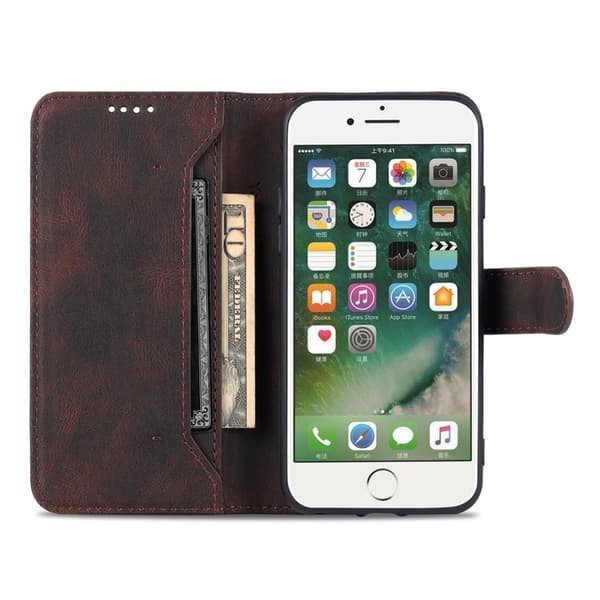 AZNS iPhone SE (2022)/SE (2020)/8/7 Plånboksfodral Konstläder - Brun