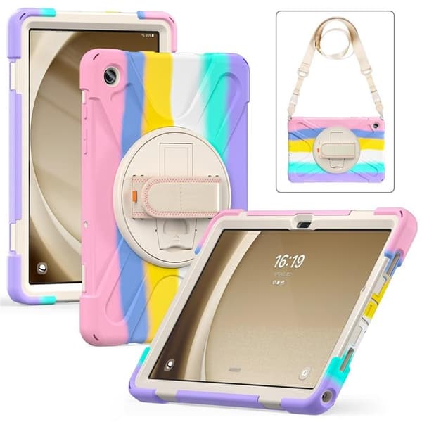 Mobilskal till Galaxy Tab A9 Plus Kickstand Handrem Med Axelrem Rosa