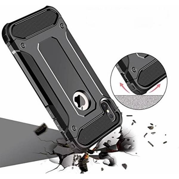 iPhone X/XS Kuori Forcell Armor Kova Muovi - Musta Black
