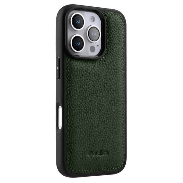 MELKCO Mobilskal till iPhone 16 Pro Äkta Läder PC Grön